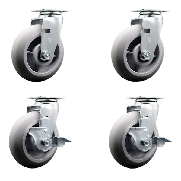 Tool Box Caster Wheel Set 6'' Thermoplastic Rubber Swivel Casters, 4PK